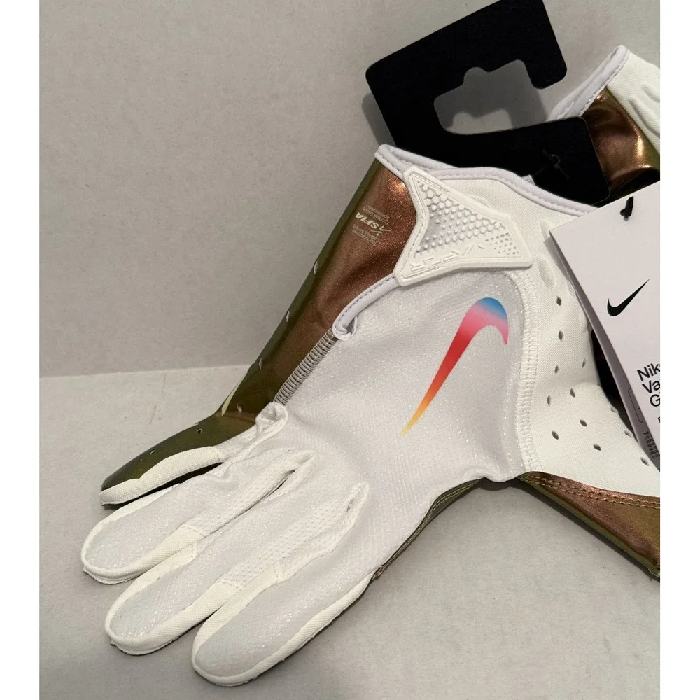 New Nike Adult Vapor Jet 7.0 Football Gloves White‎ Gold 2X-Large 129862 NFL Pro